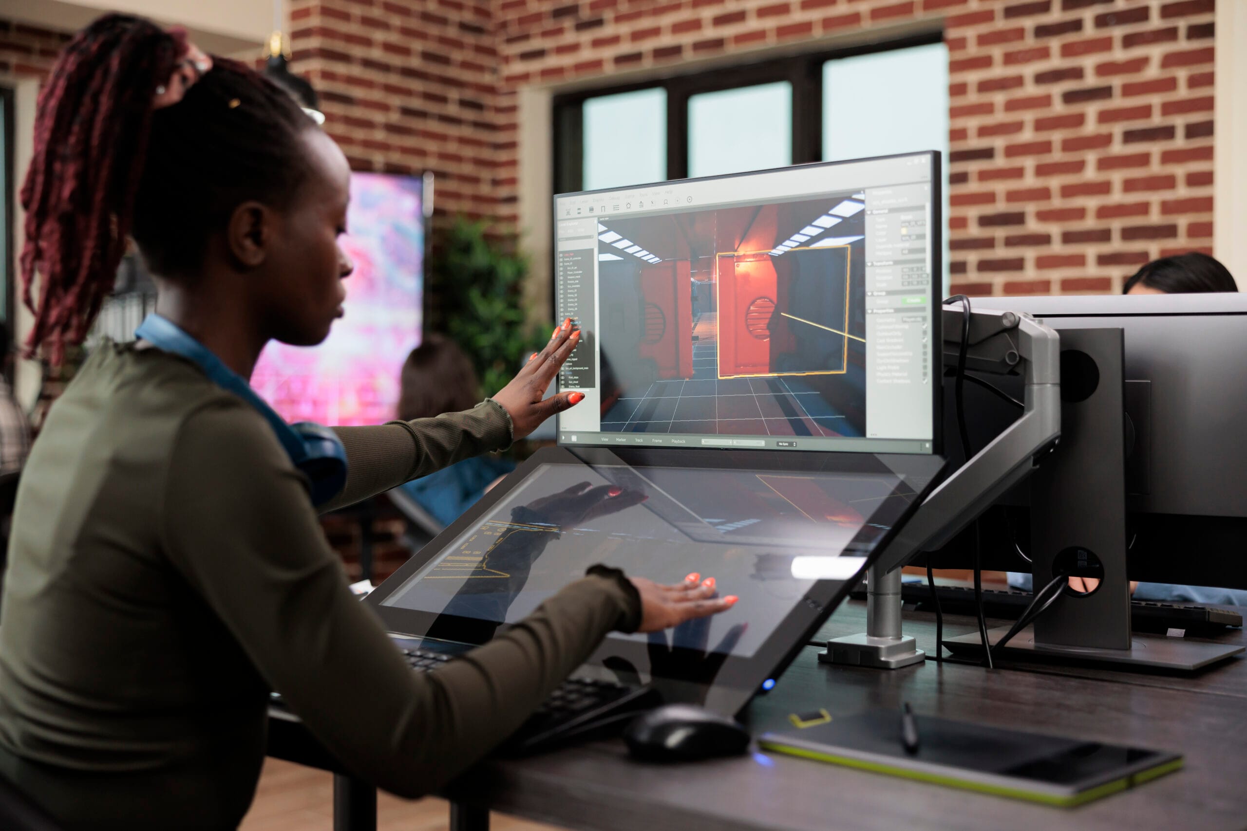 a woman using a computer